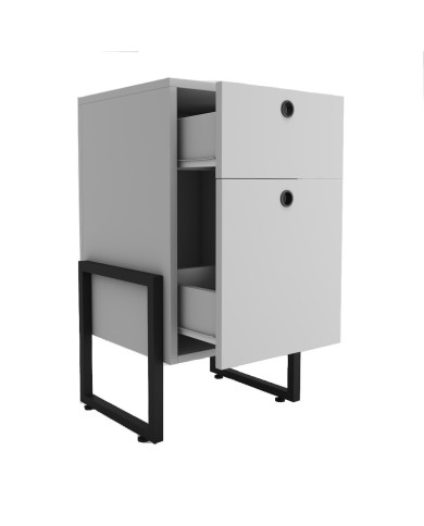 Cajonera WOLLY, multiusos, metal negro, 2 cajones, MDP blanco