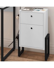 Cajonera WOLLY, multiusos, metal negro, 2 cajones, MDP blanco