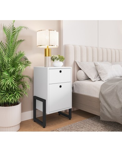 Cajonera WOLLY, multiusos, metal negro, 2 cajones, MDP blanco