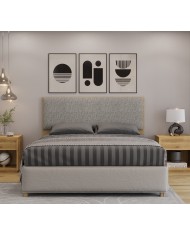 Cabecero tapizado UNI 160, MDP miel, tejido panamá, 160x5x90 cms