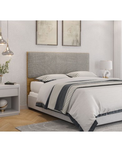 Cabecero tapizado UNI 160, MDP miel, tejido panamá, 160x5x90 cms