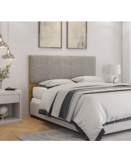 Cabecero tapizado UNI 160, MDP miel, tejido panamá, 160x5x90 cms