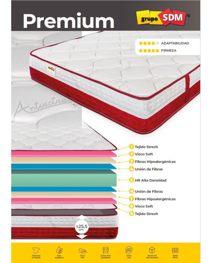 Colchón PREMIUM SDM, 135 x 200 cms