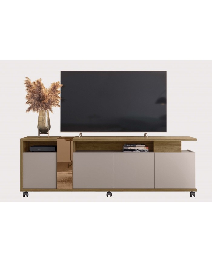 Mueble TV NEW CRISTAL, miel y cacao, 183 cms.