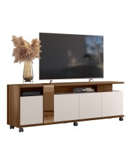 Mueble TV NEW CRISTAL, nogal y blanco roto, 183 cms.