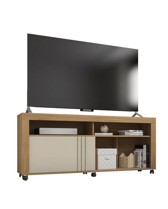 Mueble TV NEW JOY, buriti y blanco roto, 160 cms.