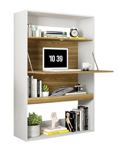 Armario SPAIN, multiusos, alto, MDP blanco y miel, 90x36x140 cms