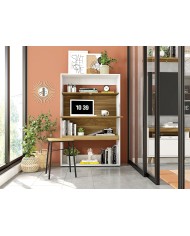 Armario SPAIN, multiusos, alto, MDP blanco y miel, 90x36x140 cms