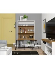 Armario SPAIN, multiusos, alto, MDP blanco y miel, 90x36x140 cms