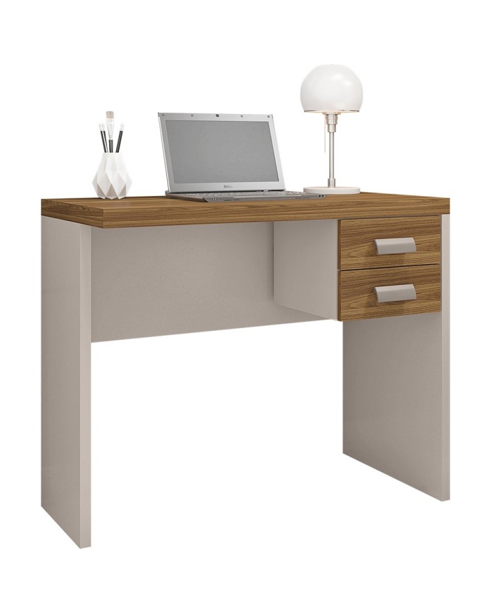 Mesa de oficina STUDIO 90, 2 cajones, bilaminado miel y cacao, 90 x 45 cms