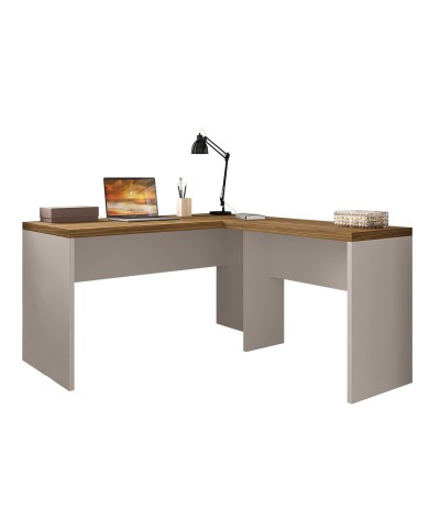 Mesas de oficina STUDIO 136 y STUDIO 90, bilaminado miel y cacao, 136 x 150 cms