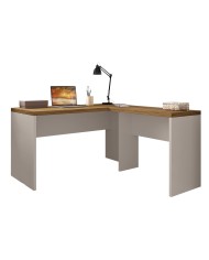 Mesas de oficina STUDIO 136 y STUDIO 90, bilaminado miel y cacao, 136 x 150 cms