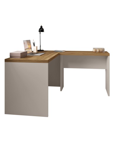 Mesas de oficina STUDIO 136 y STUDIO 90, bilaminado miel y cacao, 136 x 150 cms