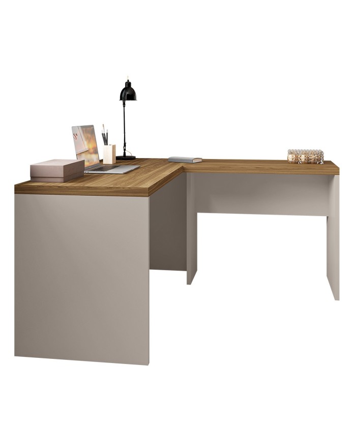 Mesas de oficina STUDIO 136 y STUDIO 90, bilaminado miel y cacao, 136 x 150 cms