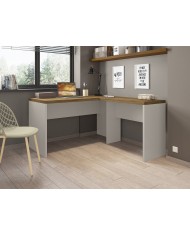 Mesas de oficina STUDIO 136 y STUDIO 90, bilaminado miel y cacao, 136 x 150 cms