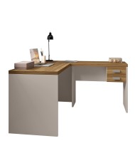 Mesas de oficina STUDIO 136 y STUDIO 90, 2 cajones, bilaminado miel y cacao, 136 x 150 cms