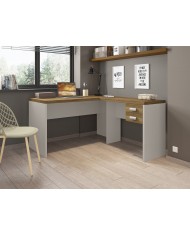 Mesas de oficina STUDIO 136 y STUDIO 90, 2 cajones, bilaminado miel y cacao, 136 x 150 cms