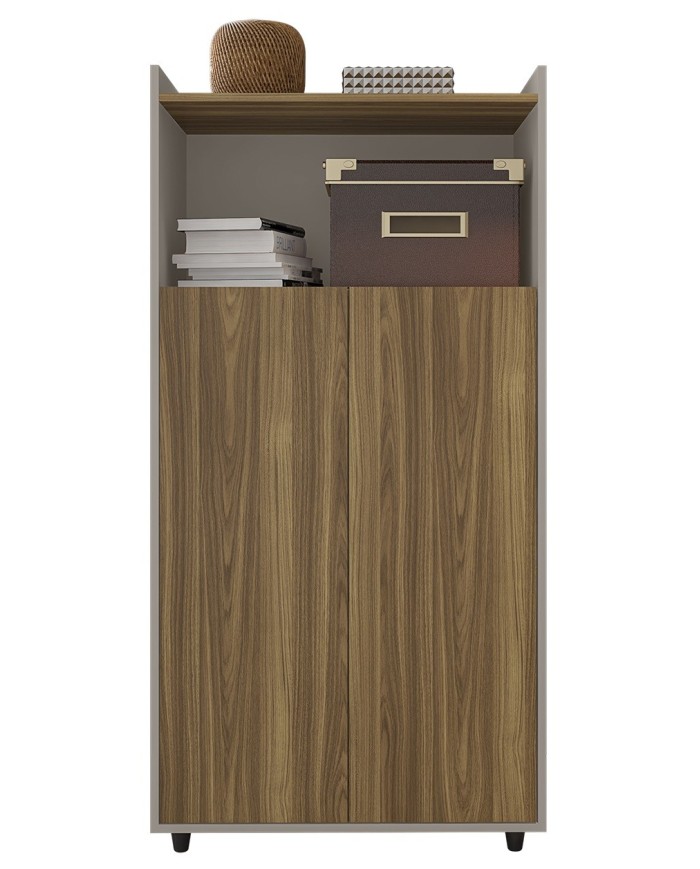 Armario STUDIO, alto, puertas altas, bilaminado miel y cacao