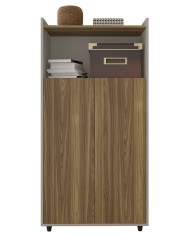 Armario STUDIO, alto, puertas altas, bilaminado miel y cacao