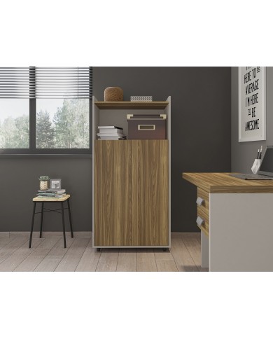 Armario STUDIO, alto, puertas altas, bilaminado miel y cacao