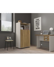 Armario STUDIO, alto, puertas altas, bilaminado miel y cacao