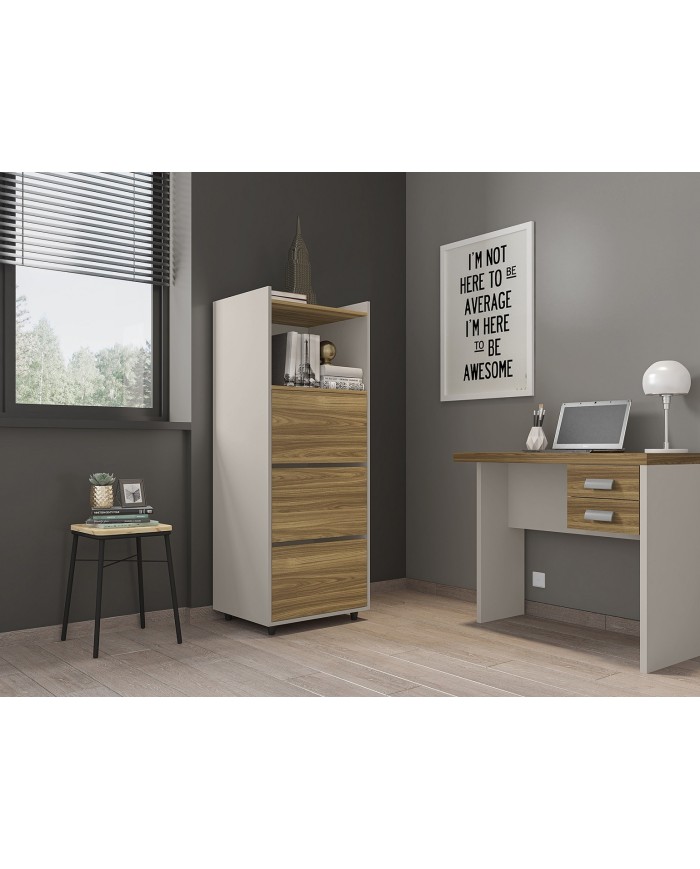 Archivador STUDIO, 3 gavetas, bilaminado miel y cacao