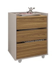 Cajonera STUDIO, ruedas, 3 cajones, guías metálicas, bilaminado miel y cacao