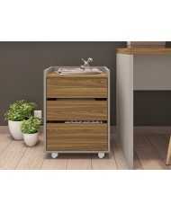 Cajonera STUDIO, ruedas, 3 cajones, guías metálicas, bilaminado miel y cacao