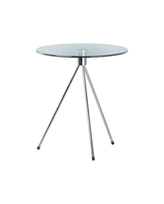 Mesa TRIPLICATE, baja, cromada, cristal,  50 cms diámetro.