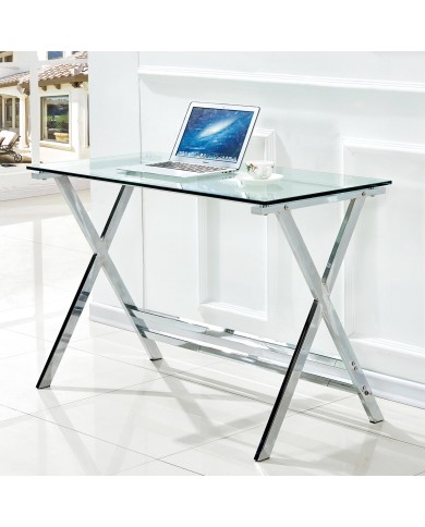 Mesa DELFOS (SU), cromada, cristal, 110 x 55 cms