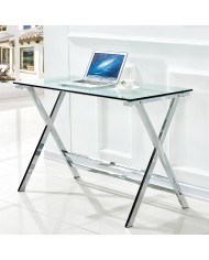 Mesa DELFOS (SU), cromada, cristal, 110 x 55 cms