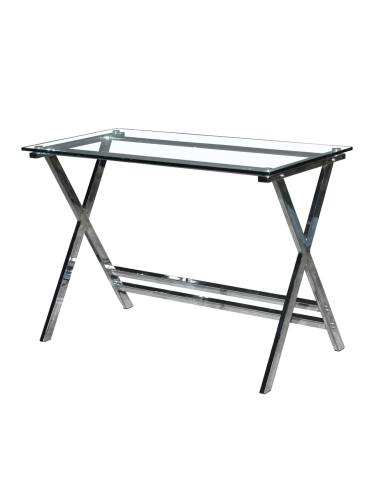 Mesa DELFOS (SU), cromada, cristal, 110 x 55 cms