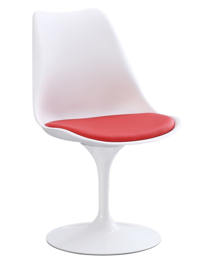 Silla TUL MT, metal, polipropileno blanco, cojín rojo