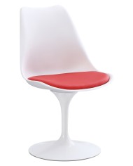 Silla TUL MT, metal, polipropileno blanco, cojín rojo