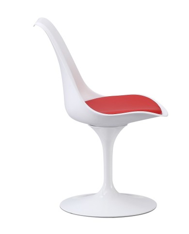Silla TUL MT, metal, polipropileno blanco, cojín rojo