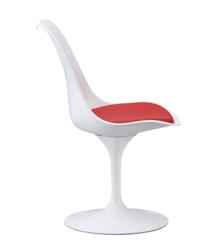 Silla TUL MT, metal, polipropileno blanco, cojín rojo