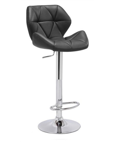 Taburete ORLANDO (M), cromado, tapizado negro