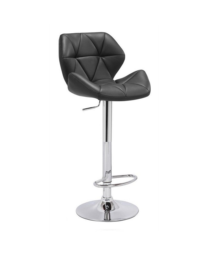 Taburete ORLANDO (M), cromado, tapizado negro