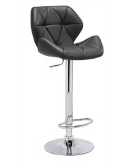Taburete ORLANDO (M), cromado, tapizado negro