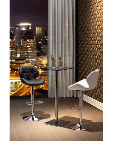 Taburete ORLANDO (M), cromado, tapizado negro