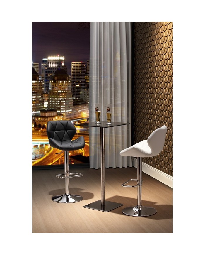 Taburete ORLANDO (M), cromado, tapizado negro