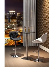 Taburete ORLANDO (M), cromado, tapizado negro