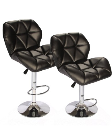 Taburete ORLANDO (M), cromado, tapizado negro