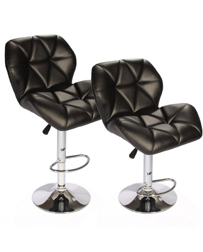 Taburete ORLANDO (M), cromado, tapizado negro