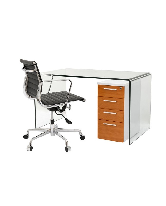 Mesa APOLO (SU), cristal curvado transparente, 125 x 70 cms