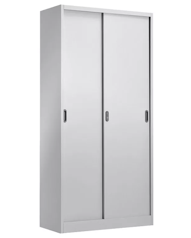 Armario metálico OLIMPO, puertas correderas, gris ral 7035, 90x46x185 cms