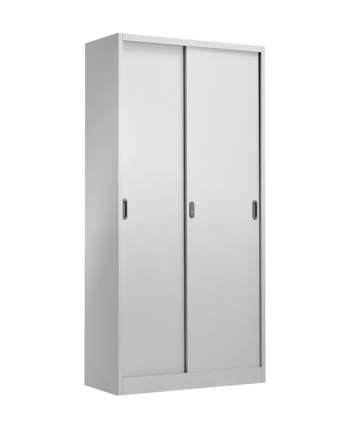 Armario metálico OLIMPO, puertas correderas, gris ral 7035, 90x46x185 cms