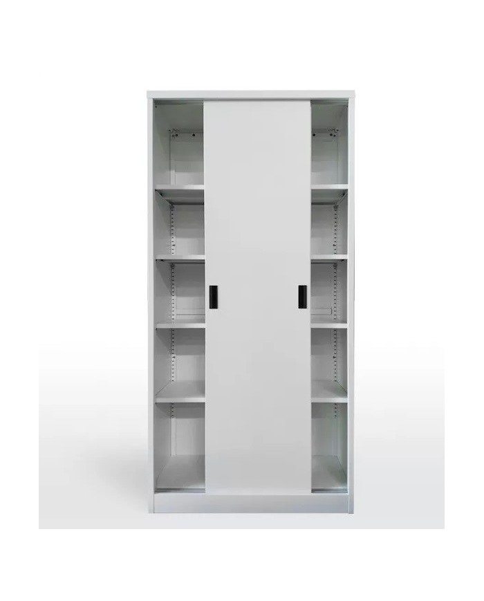 Armario metálico OLIMPO, puertas correderas, gris ral 7035, 90x46x185 cms
