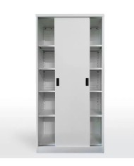 Armario metálico OLIMPO, puertas correderas, gris ral 7035, 90x46x185 cms