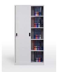 Armario metálico OLIMPO, puertas correderas, gris ral 7035, 90x46x185 cms